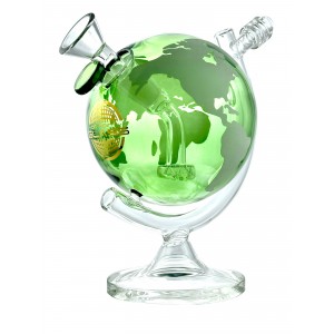 On Point Glass - 8" World Globe GITD Water Pipe With 14M Bowl - [BGWAT]